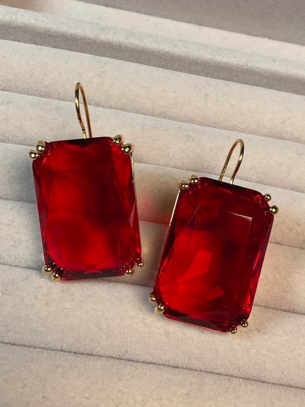 Ruby Red Swarovski Crystal Drop Earrings
